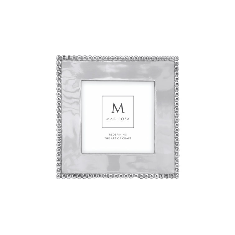 Classic Silver Beaded 4x4 Aluminum Tabletop Picture Frame