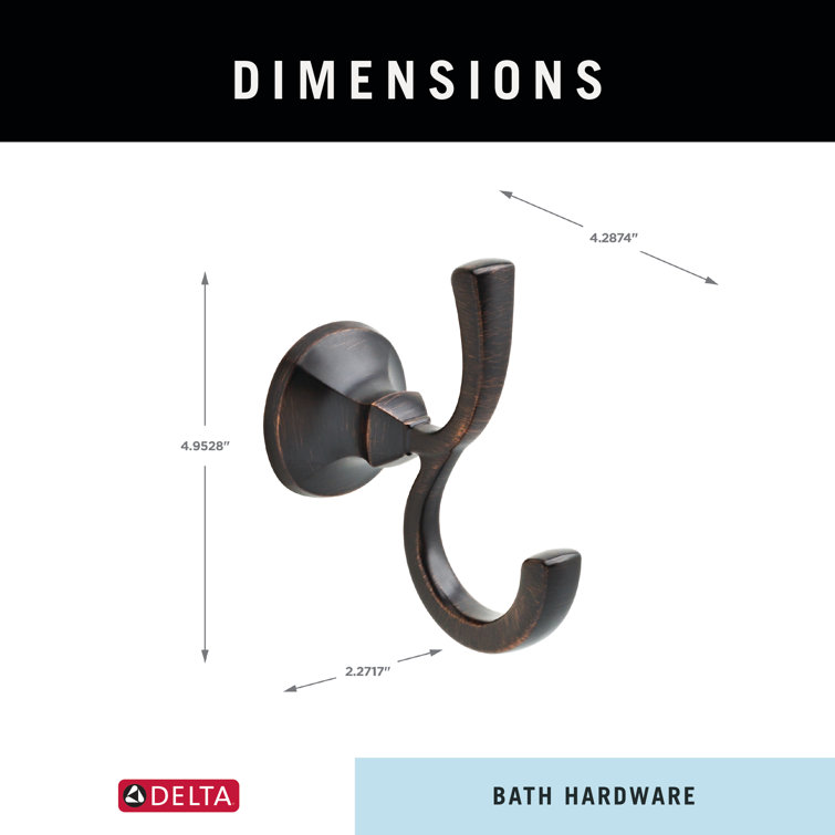 Venetian Bronze Double Hook Wall Mount Bath Accessory