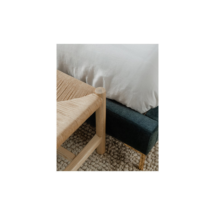 Hawthorn Natural Elm Wood Bench with Woven Fiber Rope Seat - 60"W