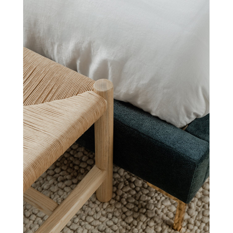 Hawthorn Natural Elm Wood Bench with Woven Fiber Rope Seat - 60"W