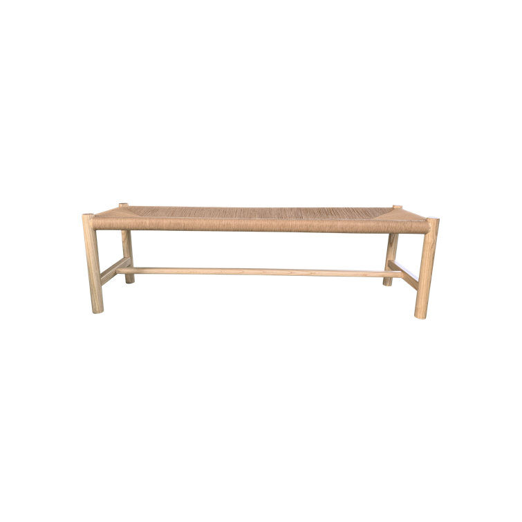 Hawthorn Natural Elm Wood Bench with Woven Fiber Rope Seat - 60"W
