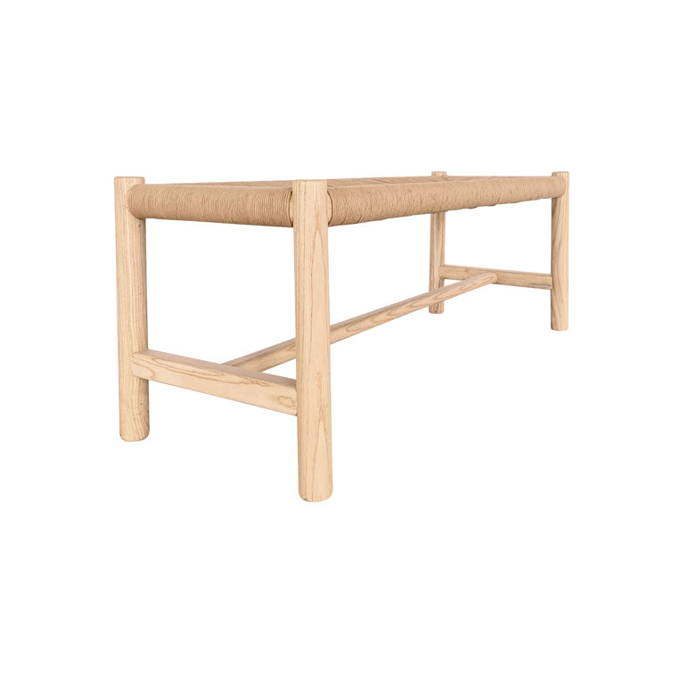 Hawthorn Natural Elm Wood Bench with Woven Fiber Rope Seat - 60"W