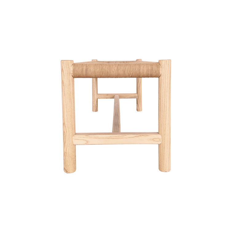 Hawthorn Natural Elm Wood Bench with Woven Fiber Rope Seat - 60"W