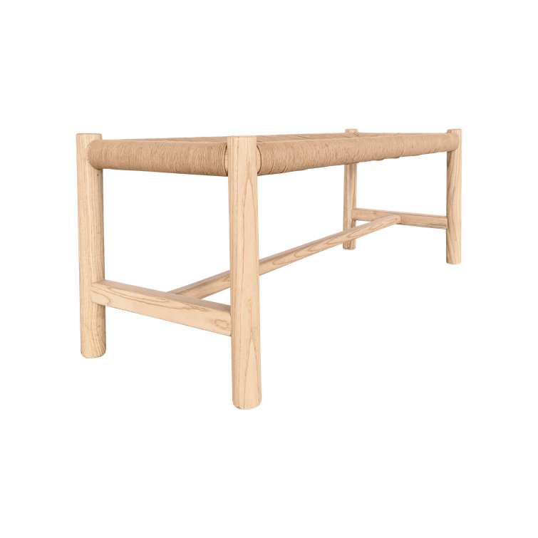 Hawthorn Natural Elm Wood Bench with Woven Fiber Rope Seat - 60"W