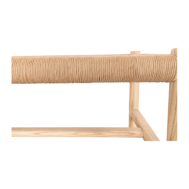 Hawthorn Natural Elm Wood Bench with Woven Fiber Rope Seat - 60"W