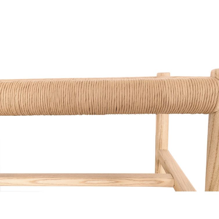 Hawthorn Natural Elm Wood Bench with Woven Fiber Rope Seat - 60"W