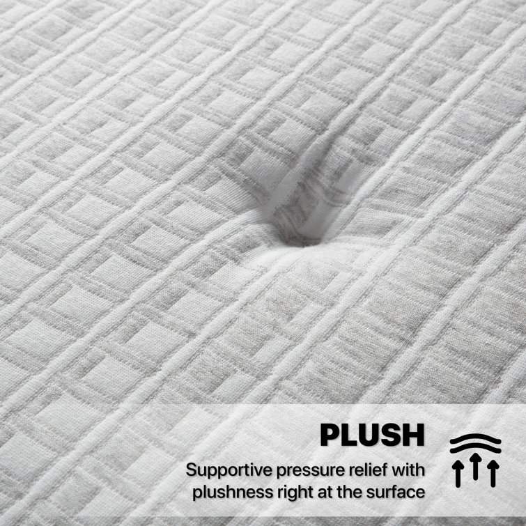 Queen Pillowtop White Gel Memory Foam Innerspring Mattress with Boxspring