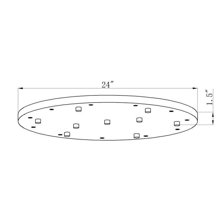 Matte Black 24" Round Multi Point Canopy with 11 Ports