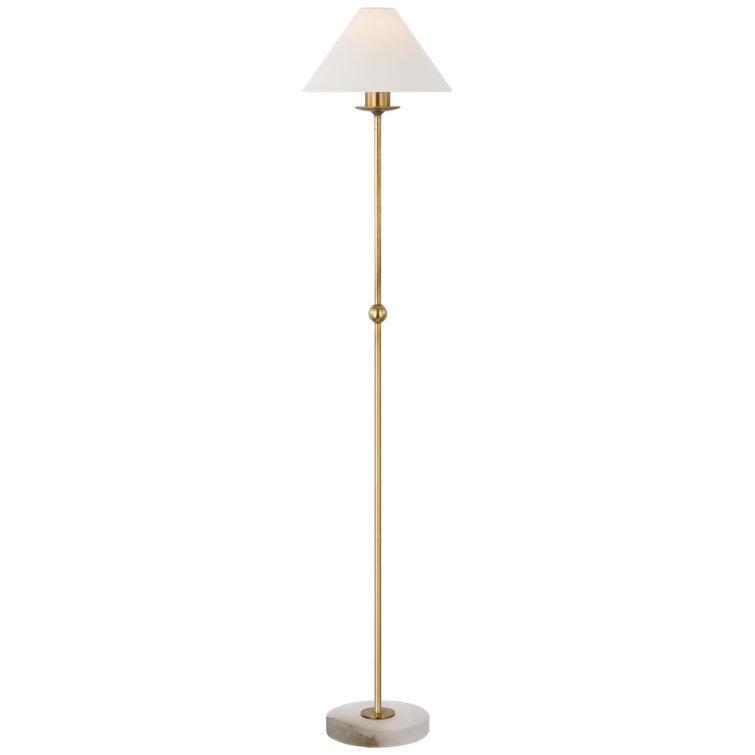 Antique-Burnished Brass and Alabaster Adjustable Outdoor Floor Lamp