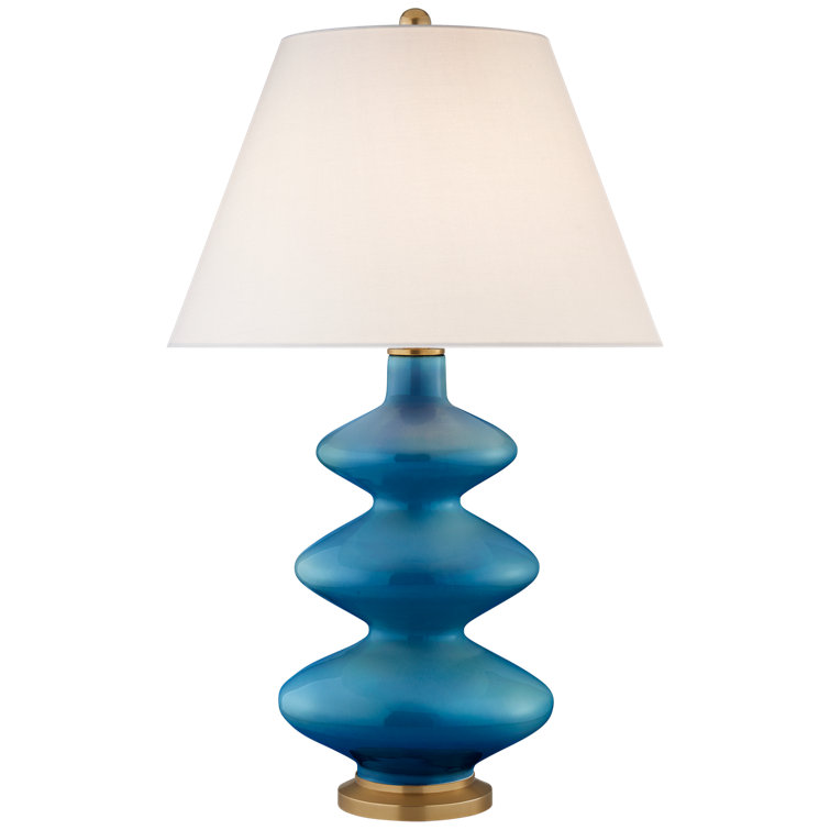 Aqua Crackle Ceramic Adjustable Table Lamp with Tapered Shade