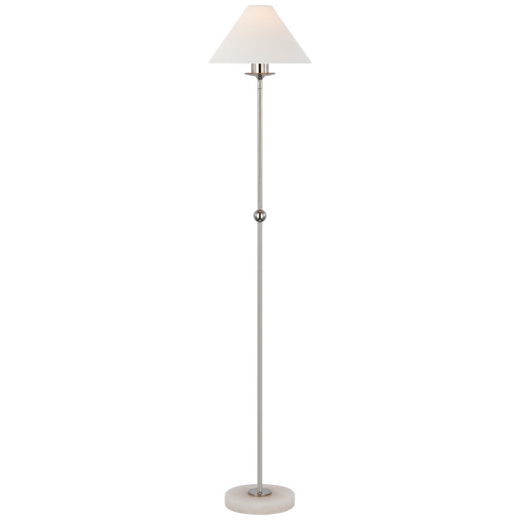 Adjustable Polished Nickel and Alabaster Outdoor Floor Lamp