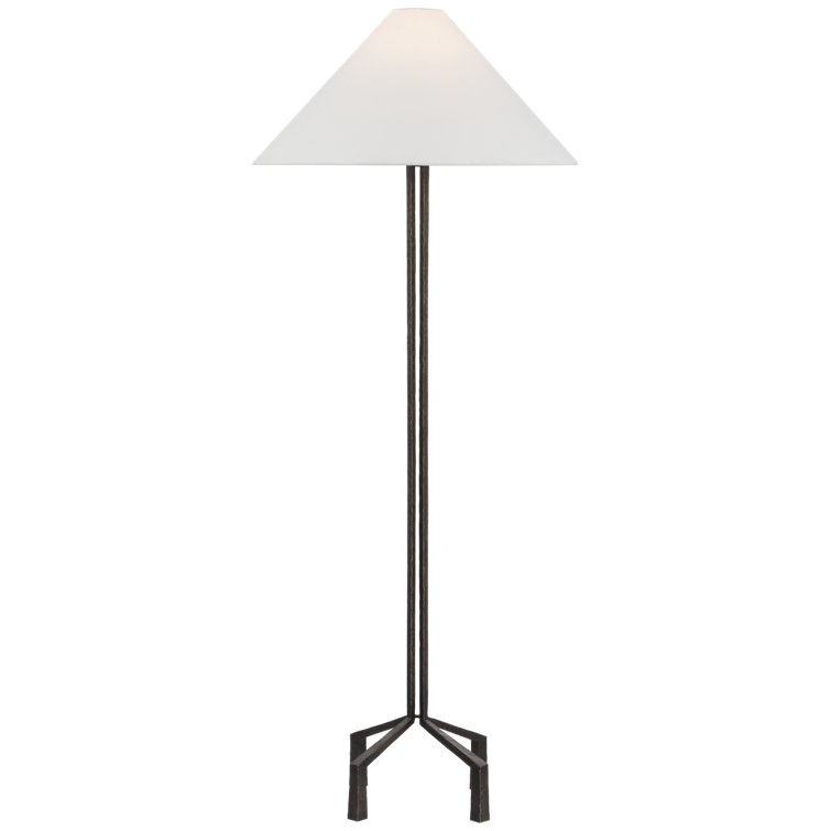 Aged Iron Adjustable Outdoor Floor Lamp with White Shade