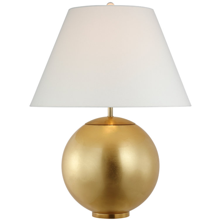 Gild Sphere Base Linen Shade Table Lamp