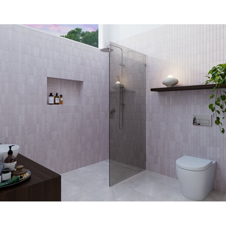 Ursa 30" x 78" Frameless Gray Tinted Glass Shower Panel with Polished Nickel Hardware