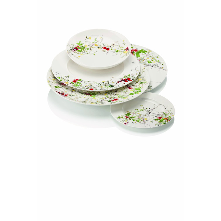 Floral Rimmed White Porcelain Salad Plate, 9-inch