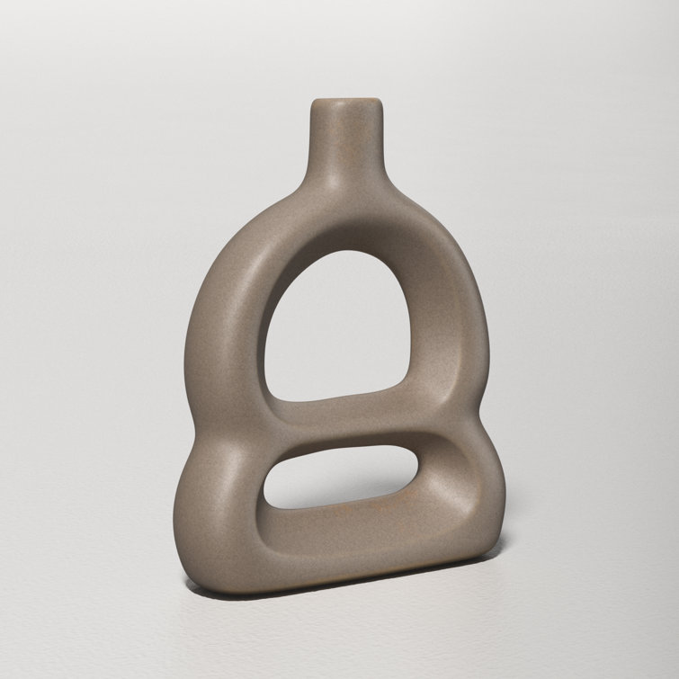 Matte Beige Novelty Ceramic Sculptural Table Vase
