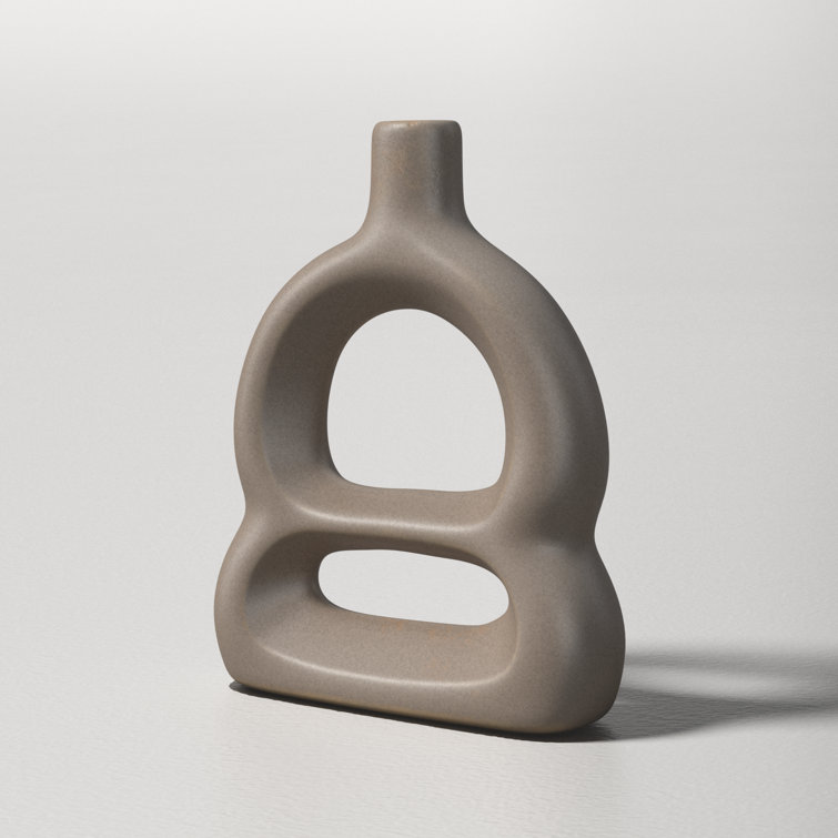 Matte Beige Novelty Ceramic Sculptural Table Vase