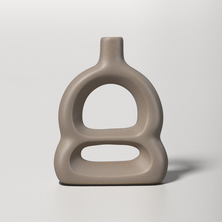 Matte Beige Novelty Ceramic Sculptural Table Vase