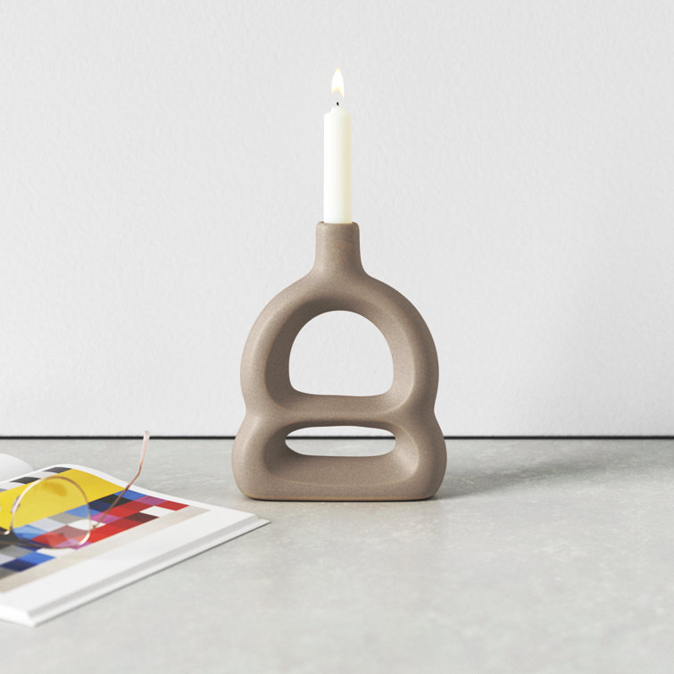 Matte Beige Novelty Ceramic Sculptural Table Vase