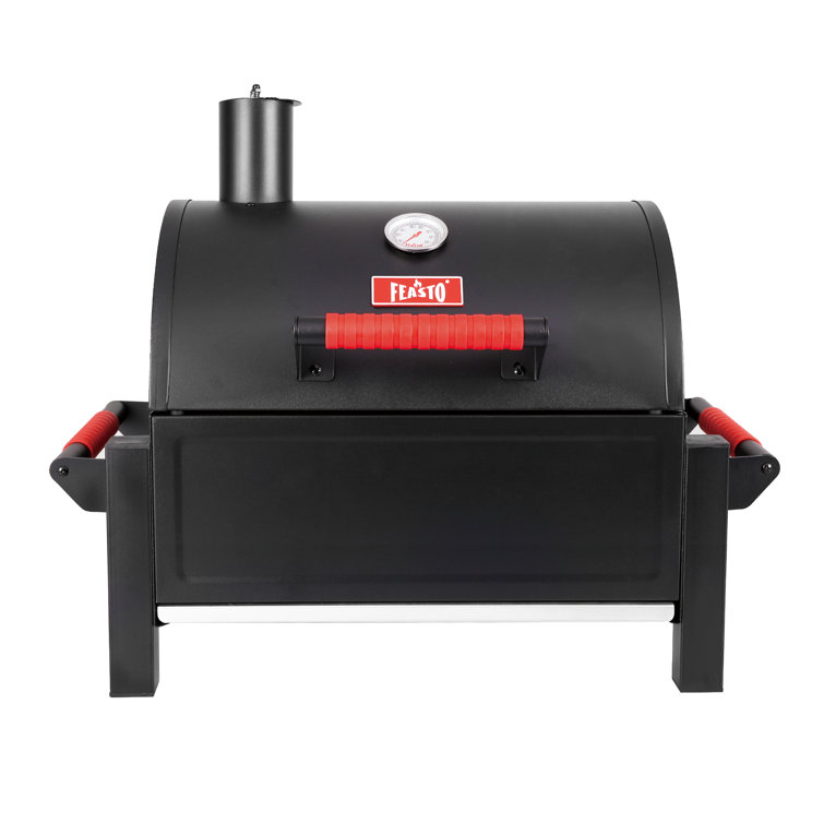Feasto 26.8'' Black Portable Charcoal Grill with Cast Iron Grate