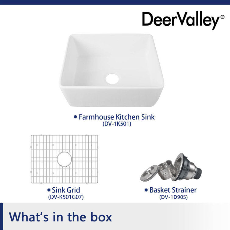 White Fireclay 24" Single Bowl Farmhouse Sink