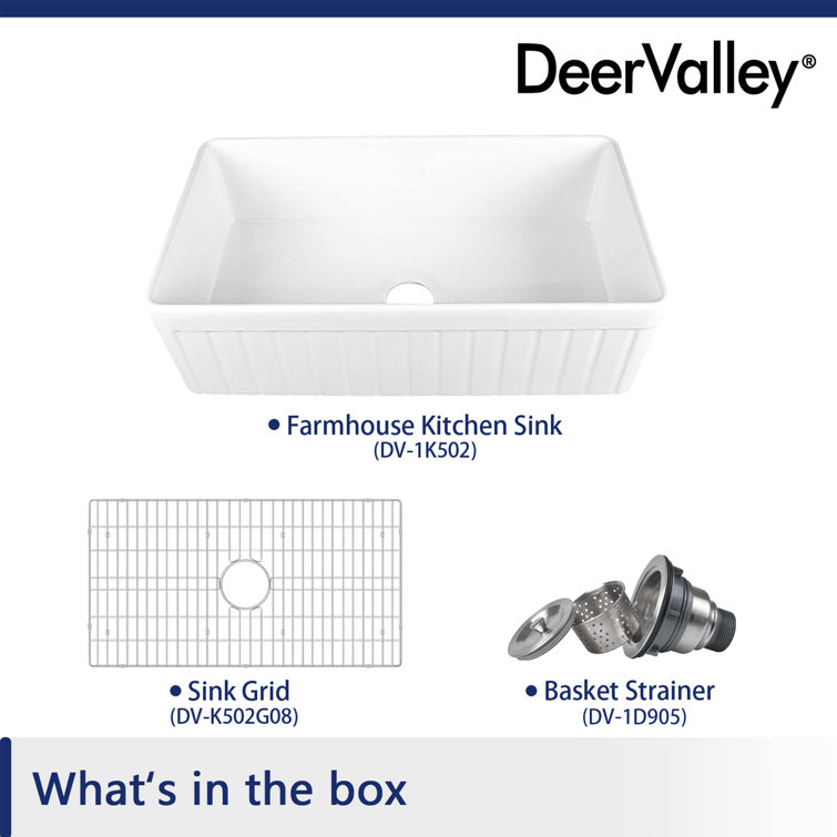 White Fireclay Farmhouse Apron Front Single Bowl Kitchen Sink