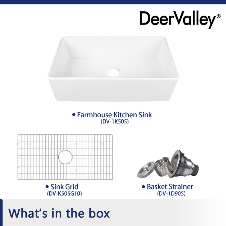 White Fireclay Single Bowl Farmhouse Kitchen Sink