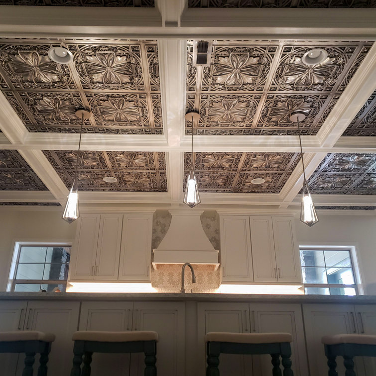 Milan 24'' x 24'' Reclaimed Tin Textured PVC Ceiling Tile