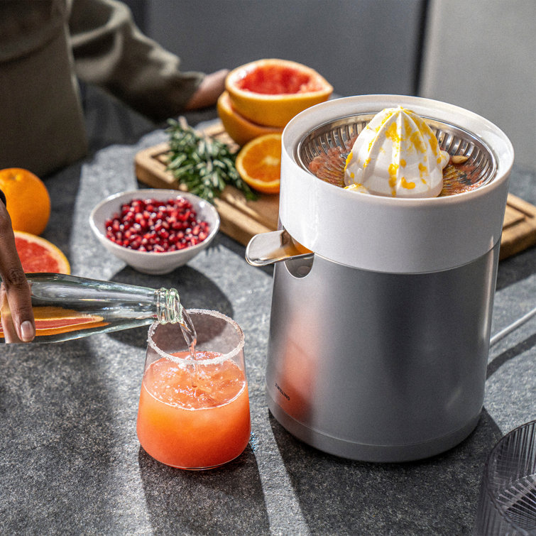 Silver Electric Citrus Juicer with Dual Cone Sizes