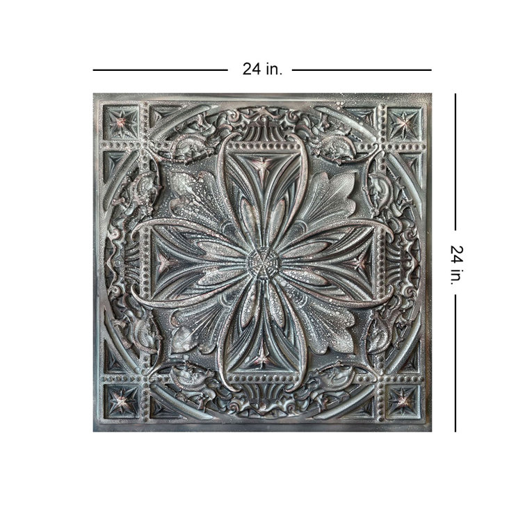 Milan 24'' x 24'' Reclaimed Tin Textured PVC Ceiling Tile