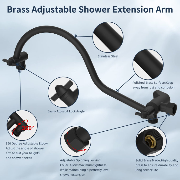 Matte Black 8-Inch Rainfall Shower Head Combo with Handheld
