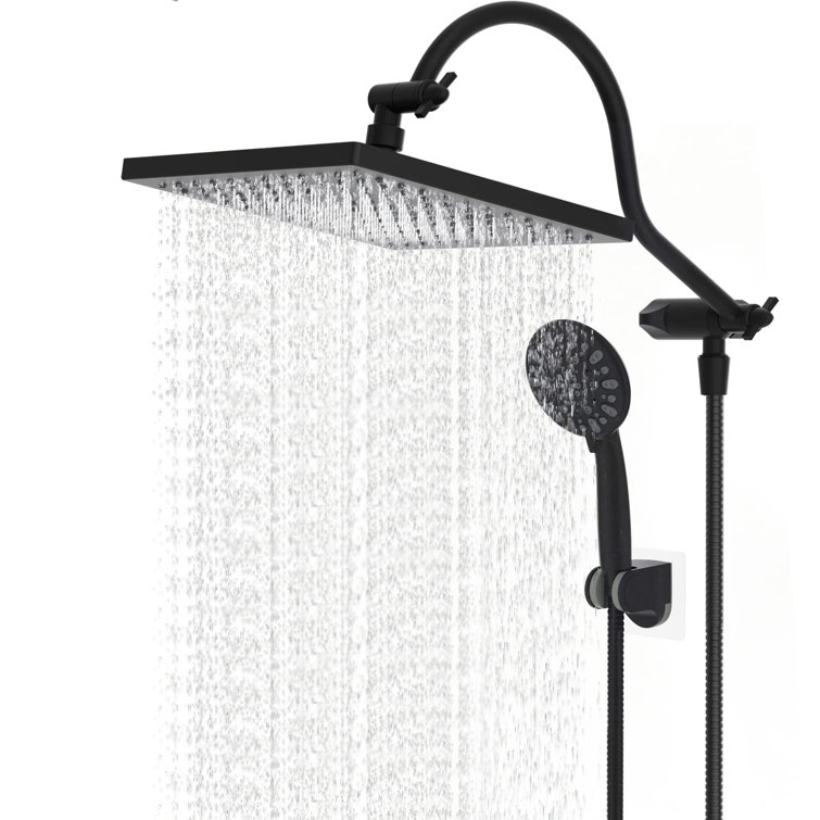 Matte Black 10" Rainfall Shower Head Combo with Handheld
