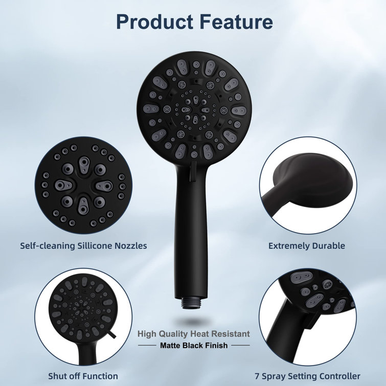 Matte Black 10" Rainfall Shower Head Combo with Handheld