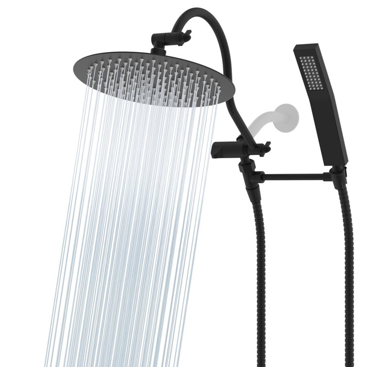 Matte Black 10'' High Pressure Rainfall Shower Head with Handheld Combo