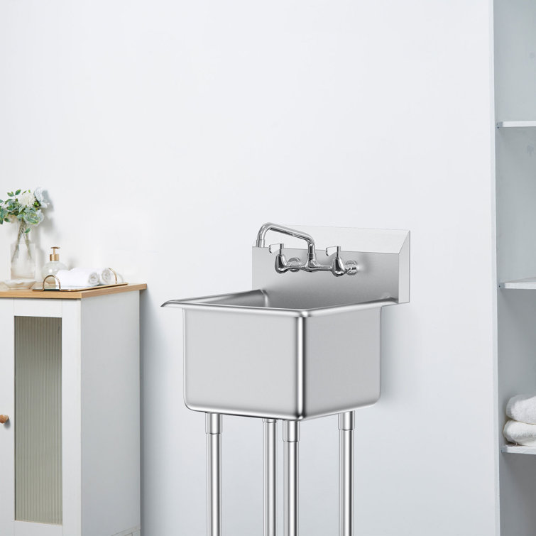VEVOR 18'' x 15'' Stainless Steel Free Standing Utility Sink with Faucet