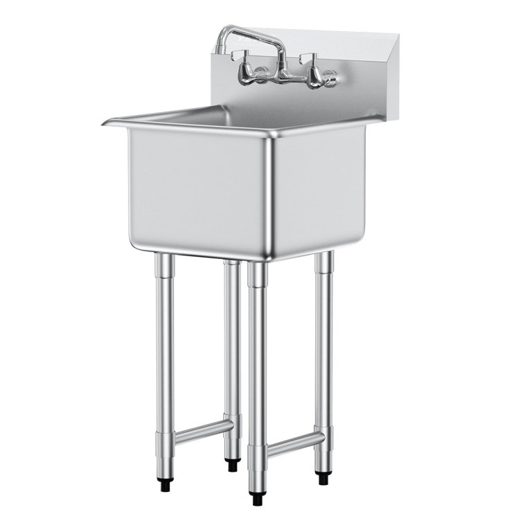 VEVOR 18'' x 15'' Stainless Steel Free Standing Utility Sink with Faucet