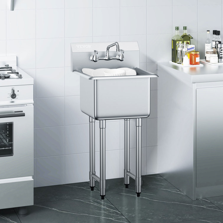 VEVOR 18'' x 15'' Stainless Steel Free Standing Utility Sink with Faucet