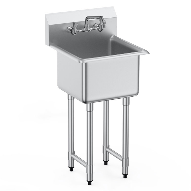 VEVOR 18'' x 15'' Stainless Steel Free Standing Utility Sink with Faucet