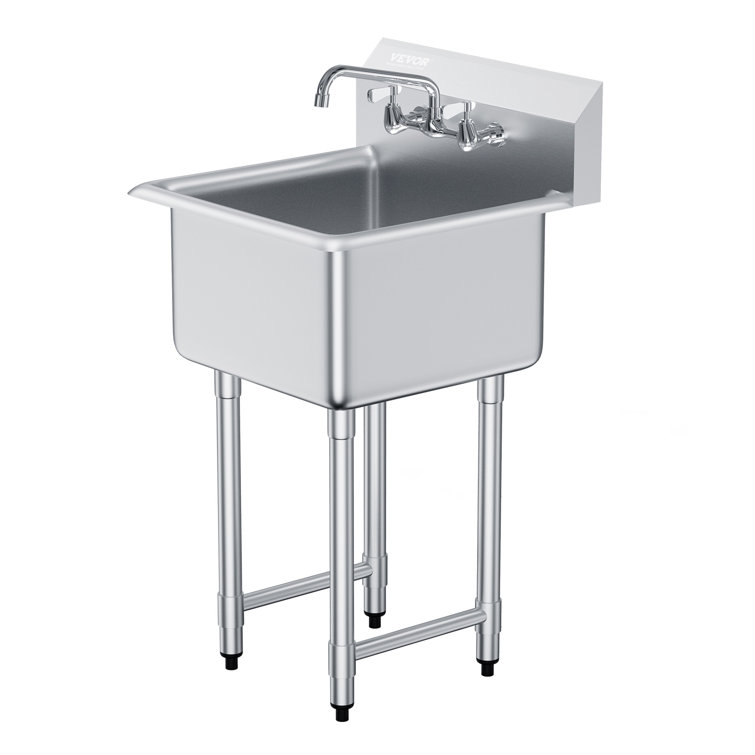 VEVOR 21'' Stainless Steel Free Standing Utility Sink with Faucet