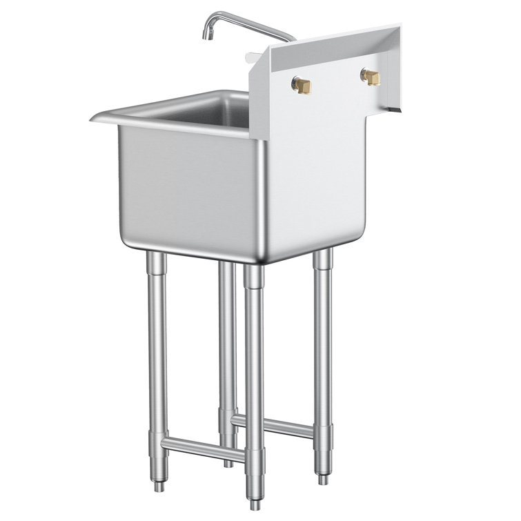 VEVOR 18'' x 15'' Stainless Steel Free Standing Utility Sink with Faucet