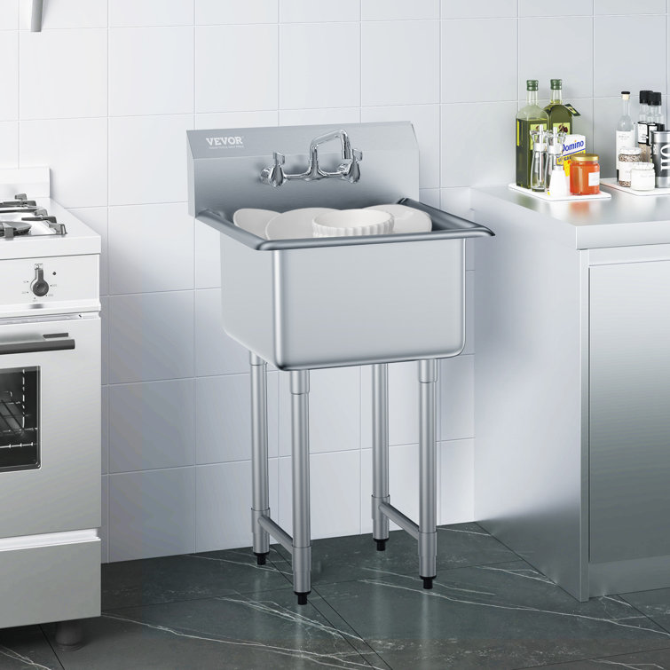 VEVOR 21'' Stainless Steel Free Standing Utility Sink with Faucet