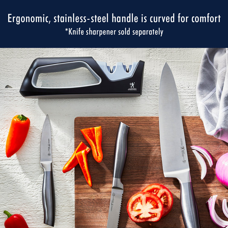 HENCKELS Graphite 13-Piece Knife Set with Block, Kitchen Knife Sharpener, Chef Knife, Steak Knife, Black, Stainless Steel