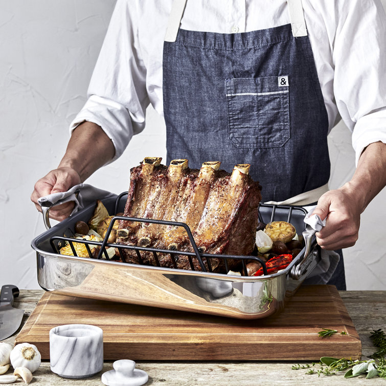 Stainless Steel Ceramic Nonstick Roasting Pan with Rack