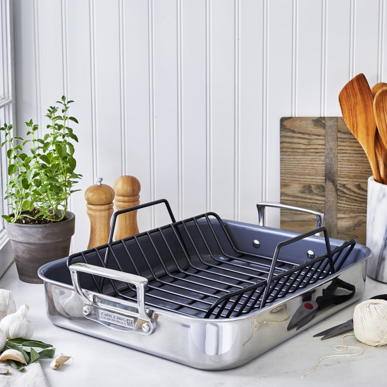 Stainless Steel Ceramic Nonstick Roasting Pan with Rack