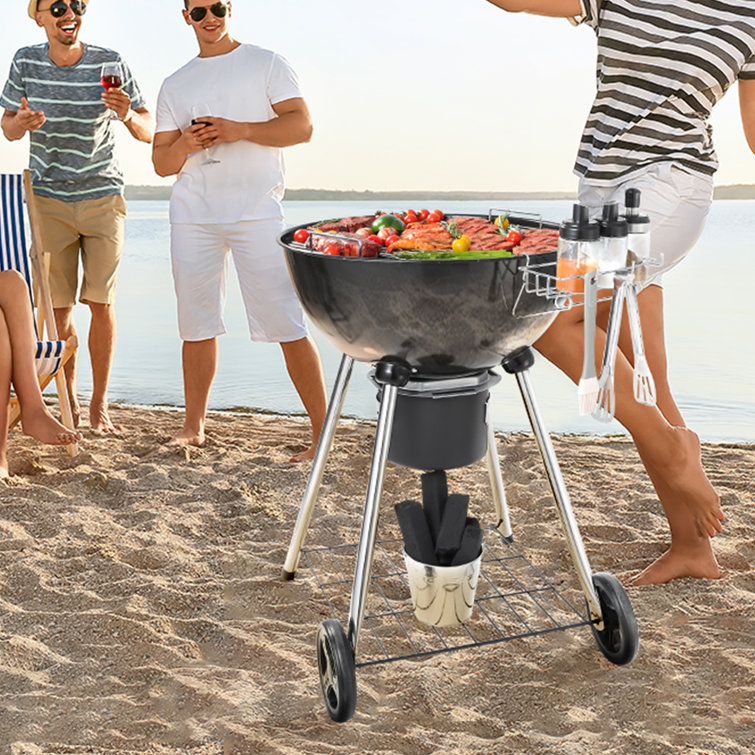 VEVOR 22'' Black Porcelain-Enameled Kettle Charcoal Grill