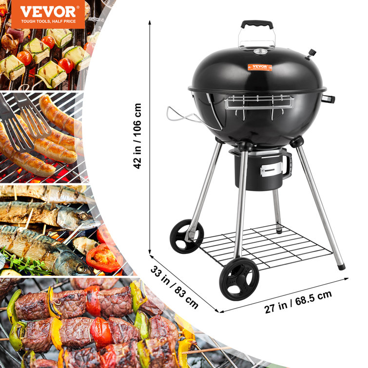 VEVOR 22'' Black Porcelain-Enameled Kettle Charcoal Grill