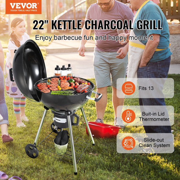 VEVOR 22'' Black Porcelain-Enameled Kettle Charcoal Grill