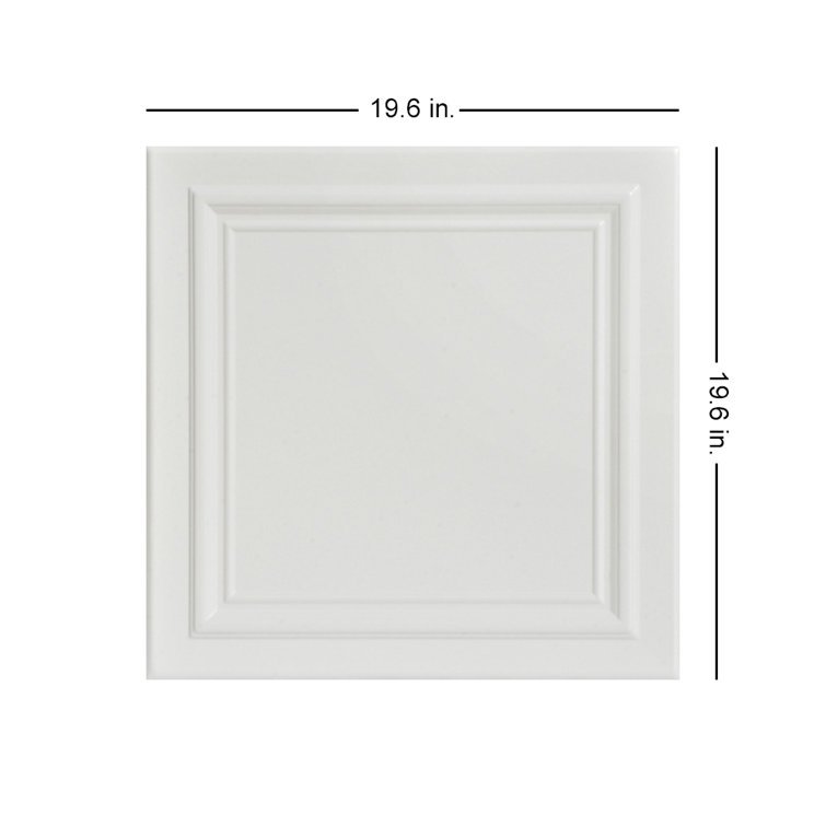 Dove White Polystyrene Glue-up Ceiling Tile, 1.6 ft x 1.6 ft