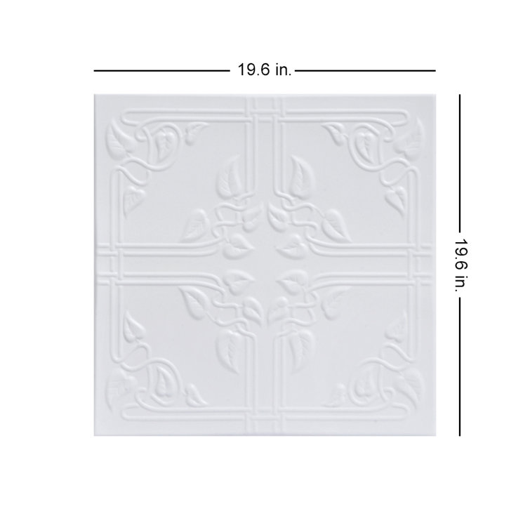 Ultra Pure White Polystyrene Ivy Leaves Ceiling Tile