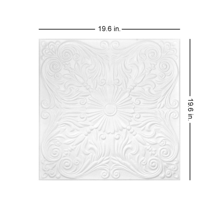 Victorian Ultra Pure White Polystyrene Glue-Up Ceiling Tile
